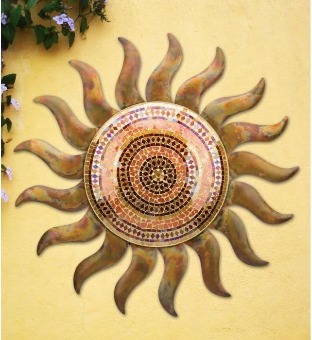 Regal Art & Gift Flamed Copper Large Metal Sun Wall Decor - 29 Inch | Indoor Outdoor Rust-Resistant Sunburst Sculpture | Eye-Catching Metal Sun Wall Art Accent for Patio, Garden, Living Room