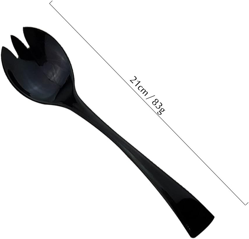 JASHII 18/10 Stainless Steel Mirror Polished Black 2 Pcs Salad Fork & 2 Pcs Salad Spoon Black Server Utensil Set