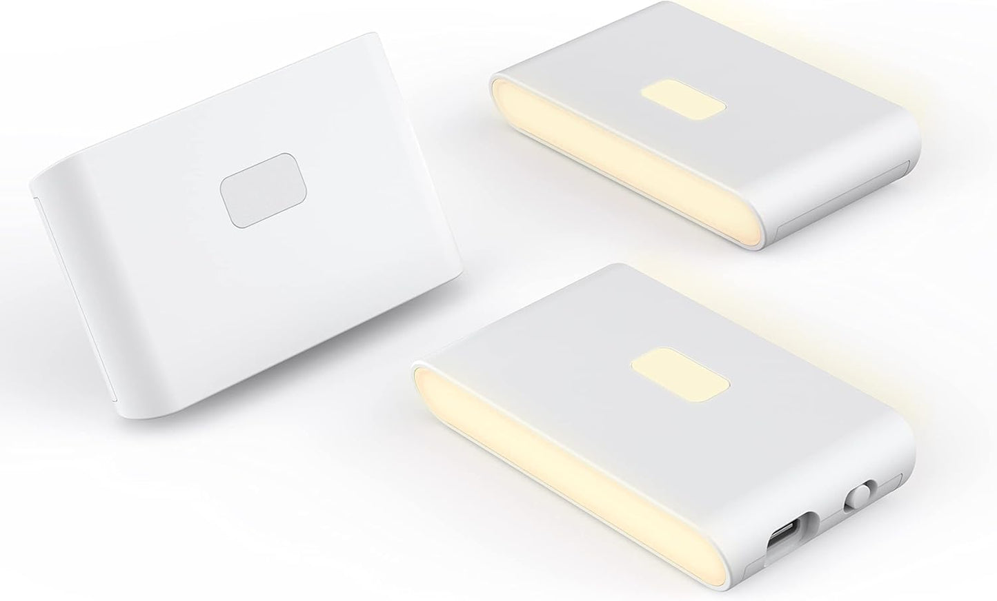 WYZE Rechargeable Night Lights with Dusk to Dawn & Motion Sensors, Warm & Soft White Stair Lights for Bathroom, Hallway, Linkable, Magnetic Mount, 3 Pack