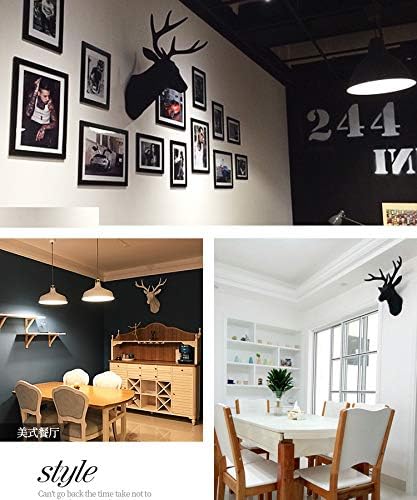 Notakia White Faux Deer Head Faux Taxidermy Animal Head Wall Decor - Handmade Farmhouse Rustic Wall Decor - Large Black Deer Antlers