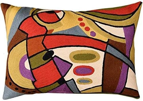 Lumbar Kandinsky Contemporary Throw Pillows - Musical | Modern Pillow Cases | Abstract Pillows | Modern Accent Pillow | Abstract Chair Cushions | Handmade Cushion | Wool Size 14x20