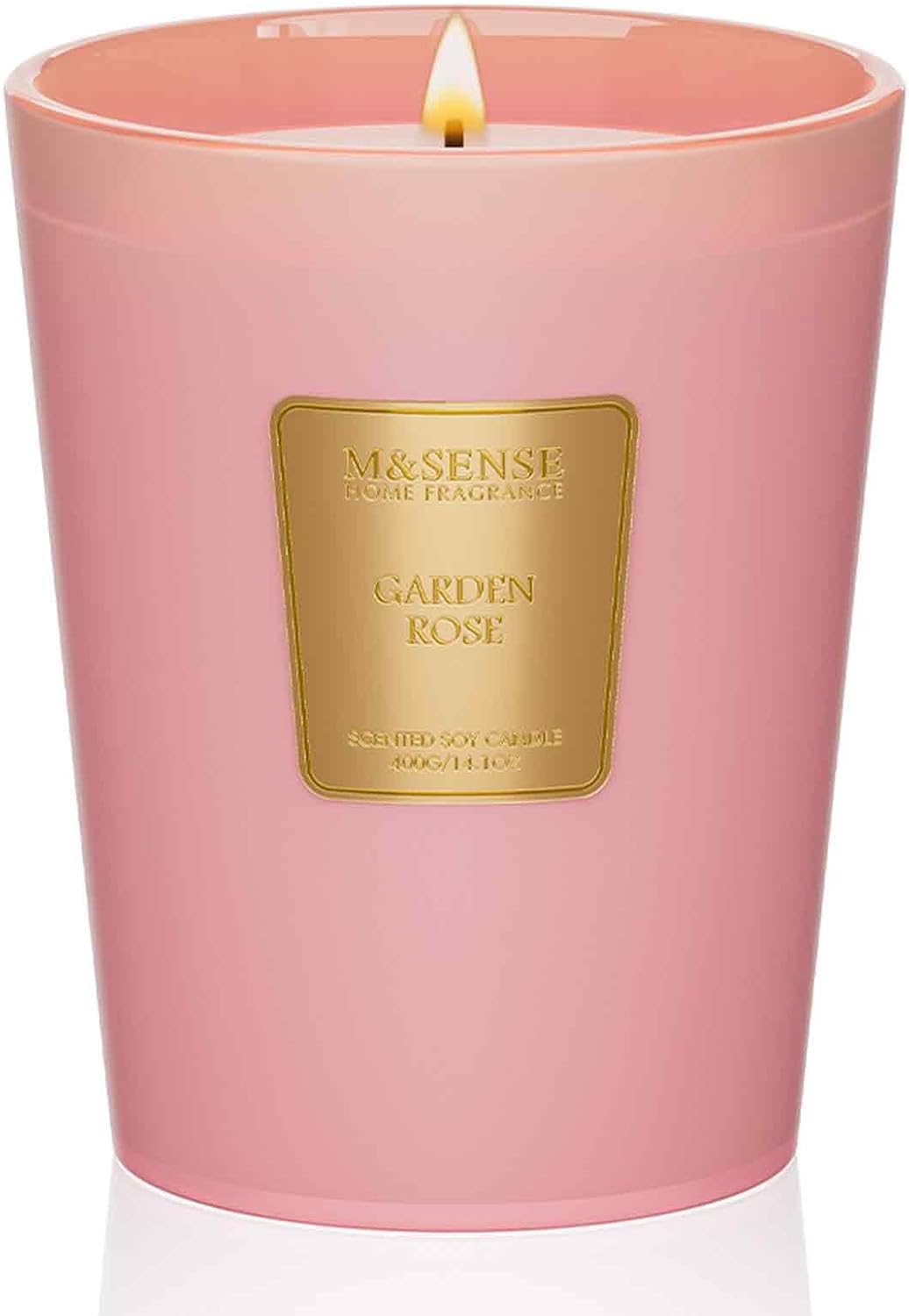 M&SENSE Garden Rose Scented Natural Soy Wax Candle, 14.1oz 60 Hours Long Lasting Slow Burning Candles for Home Decor, Aromatherapy Candle for Stress Relief
