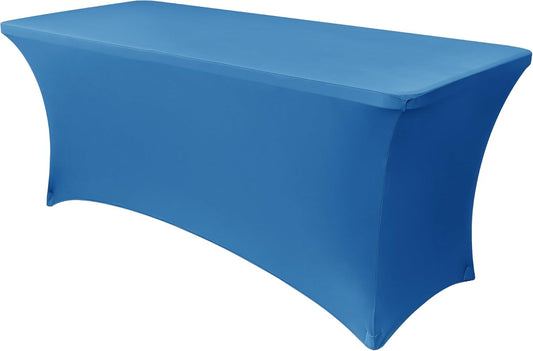 Obstal Spandex Table Cover 8ft Fitted Tablecloth Rectangular - Stretch Rectangle Folding Table Cloth for Birthday Party Wedding Banquet, Aqua, 96L x 30W Inch