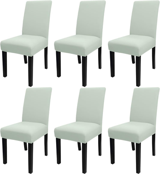 JQinHome Smoke Green Chair Covers for Dining Room Set of 6, High Stretch Removable Washable Parsons Chair Slipcover for Home Party Hotel Wedding Ceremony (6PCS,Smoke Green)