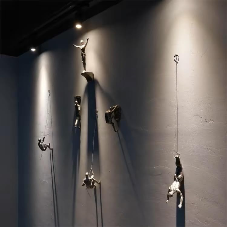 Set of 6 Climbing Men Wall Art Decor Sculpture,Nordic Modern Simplicity Decorative Wall Art, Climbing Man Sculptures,Home & Office Climber Gifts