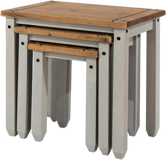 Wood Nest of 3 Tables Corona Gray