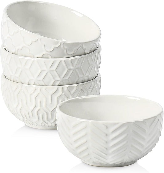 Sureasy Mini Ceramic Dipping Bowls – 4 oz, 3.5 Inch Small Bowls for Sauces & Side Dishes, Microwave & Dishwasher Safe, Set of 4, White