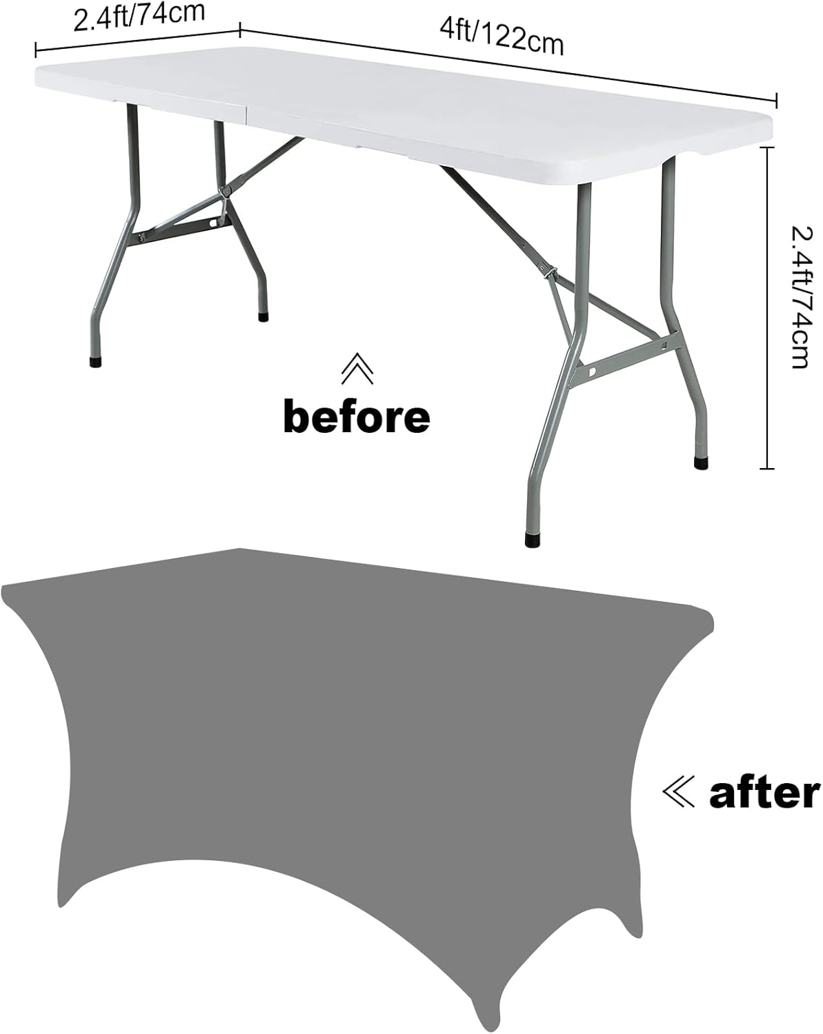 SuperO Waterproof Spandex Table Cover for 4FT Table Universal Fitted Stretch Tablecloth for Party, Banquet, Wedding and Events-Fuchsia