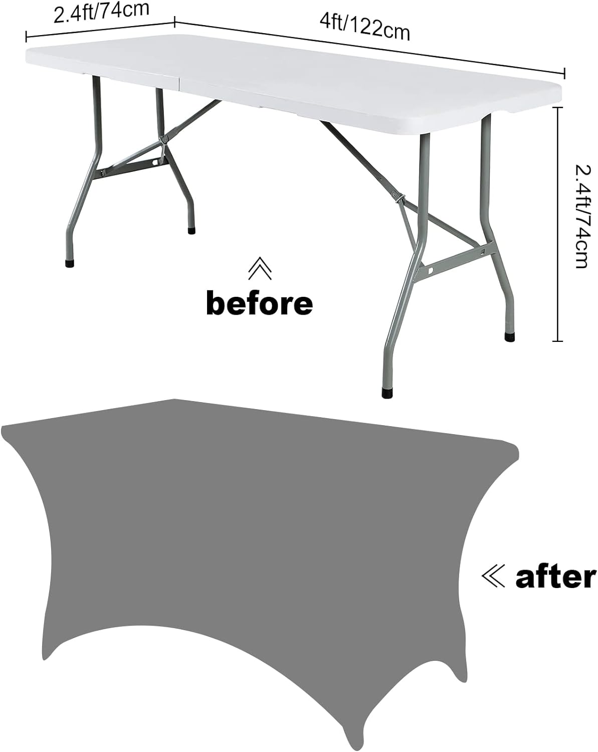 SuperO Waterproof Spandex Table Cover for 4FT Table Universal Fitted Stretch Tablecloth for Party, Banquet, Wedding and Events-Red