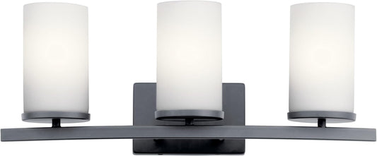 KICHLER 45497BK Crosby Vanity, 3-Light 300 Total Watts, Black