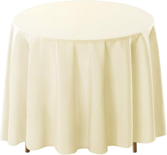 Surmente Ivory Tablecloth for Round Tables, 90-inch Round Table Cloths for Weddings, Banquets, or Restaurants