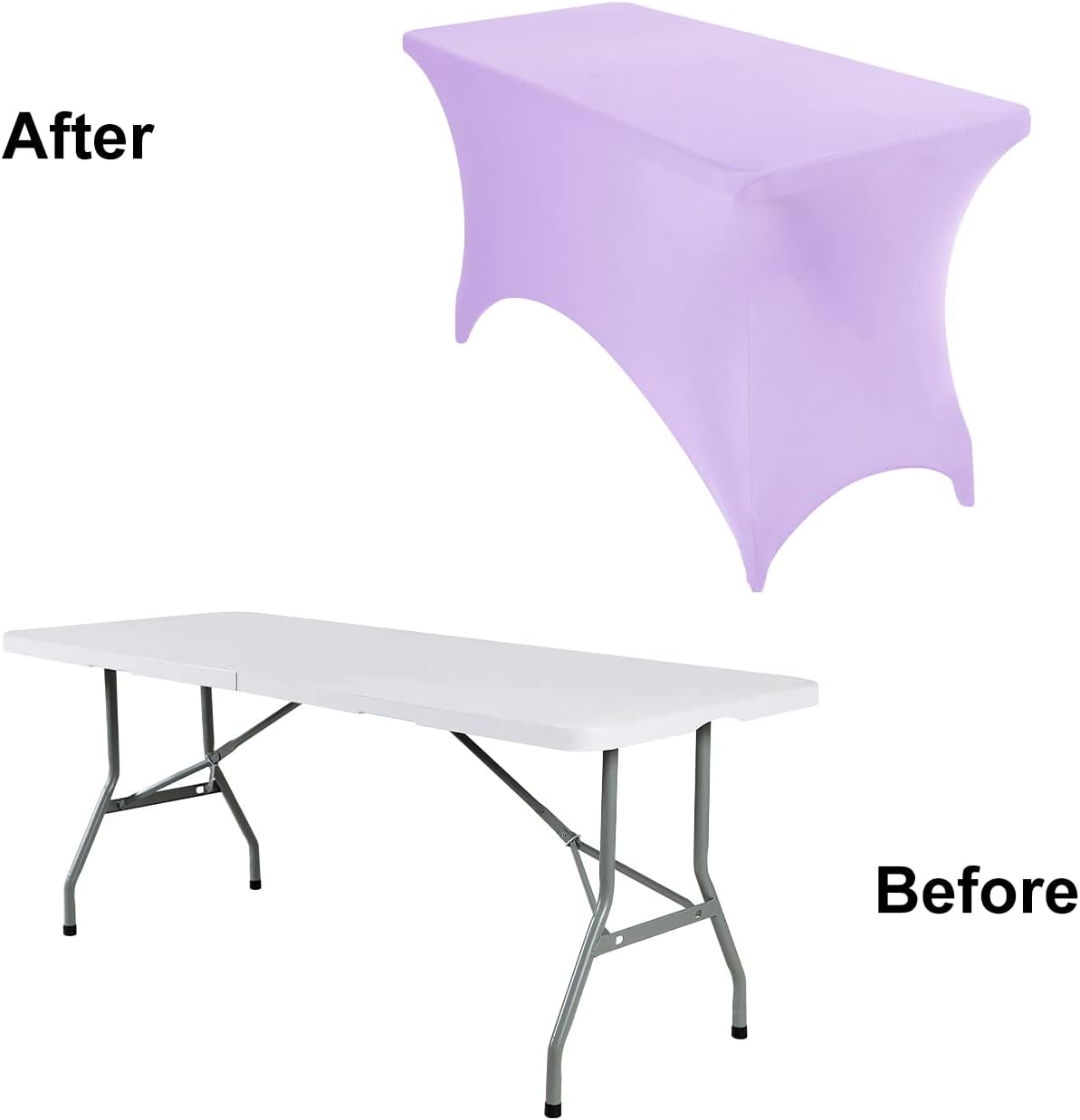 4Pack Spandex Waterproof Table Covers 4ft，Spandex 4ft Waterproof Table Cover for Party,Wedding, Banquet, and Events(Lavender)