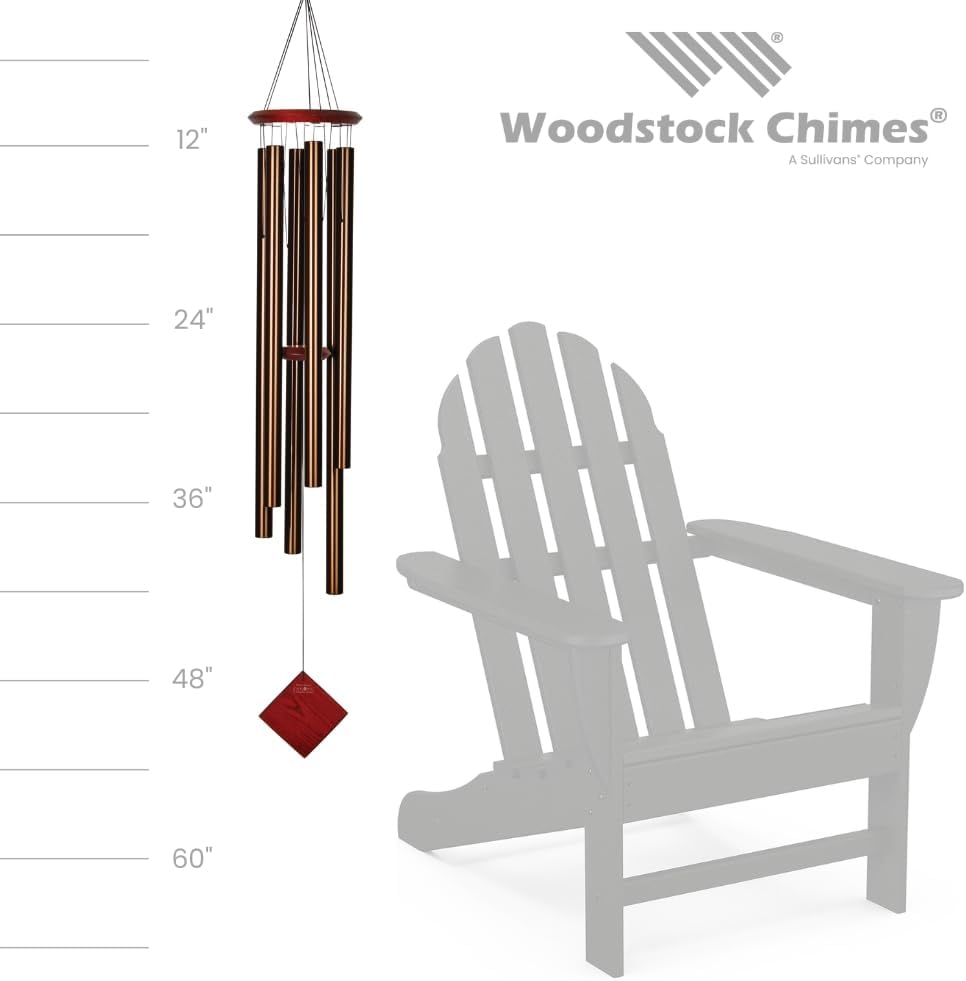 Woodstock Chimes Neptune Wind Chime for Outside 54" Large Bronze, Deep Tone Sound for Outdoor Garden, Patio, Porch Decor, Encore Collection DCB54