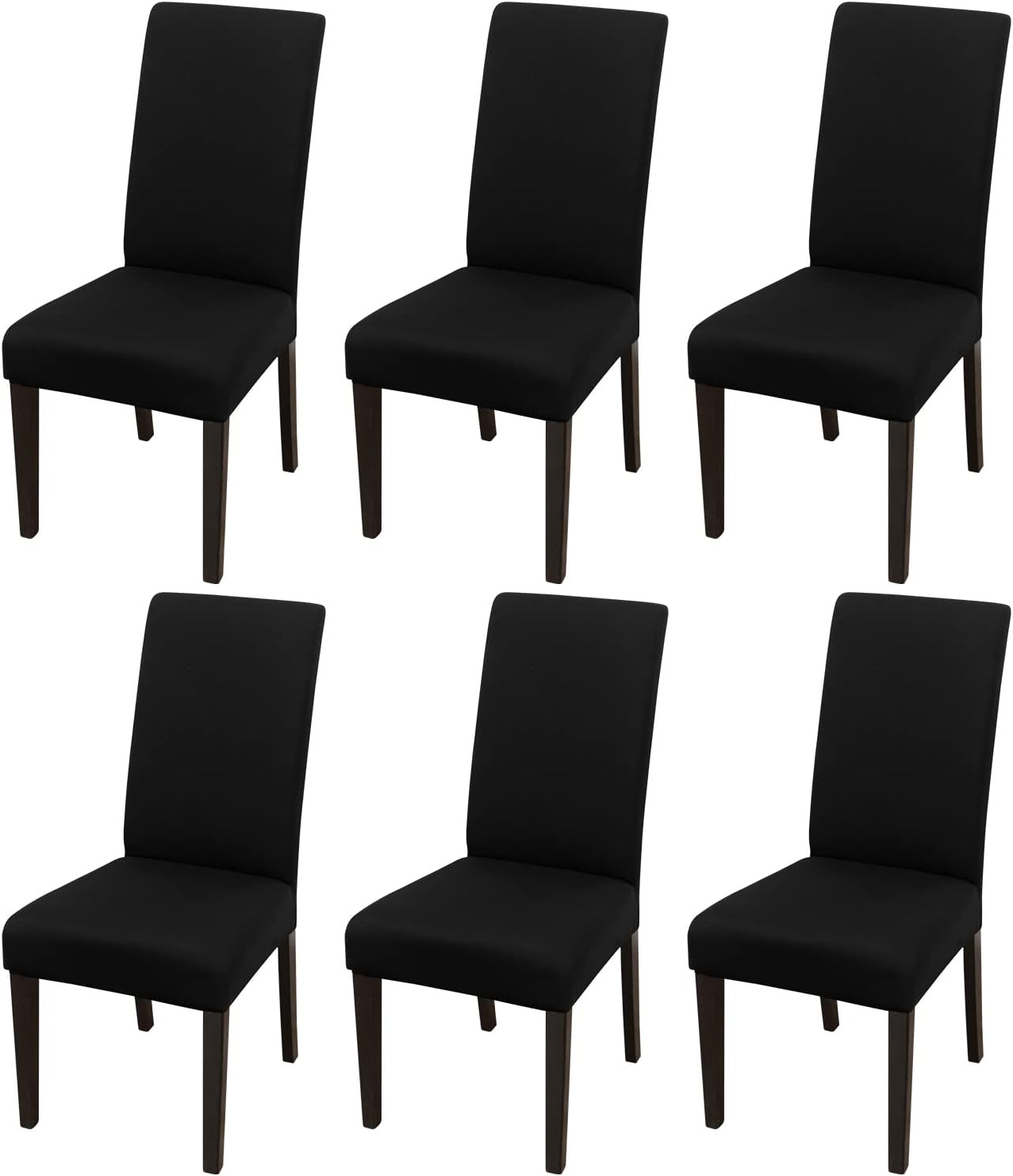 JQinHome 6 Pcs Dining Chair Slipcover,High Stretch Removable Washable Chair Seat Protector Cover for Home Party Hotel Wedding Ceremony (Black)