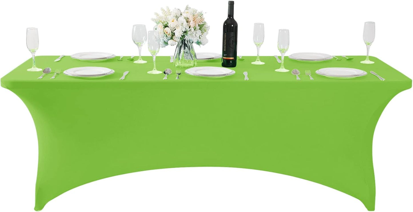 Spandex Table Cover for 8FT or 4ft or 6ft Table Universal Fitted Stretch Tablecloth for Party, Banquet, Wedding and Events-Apple Green