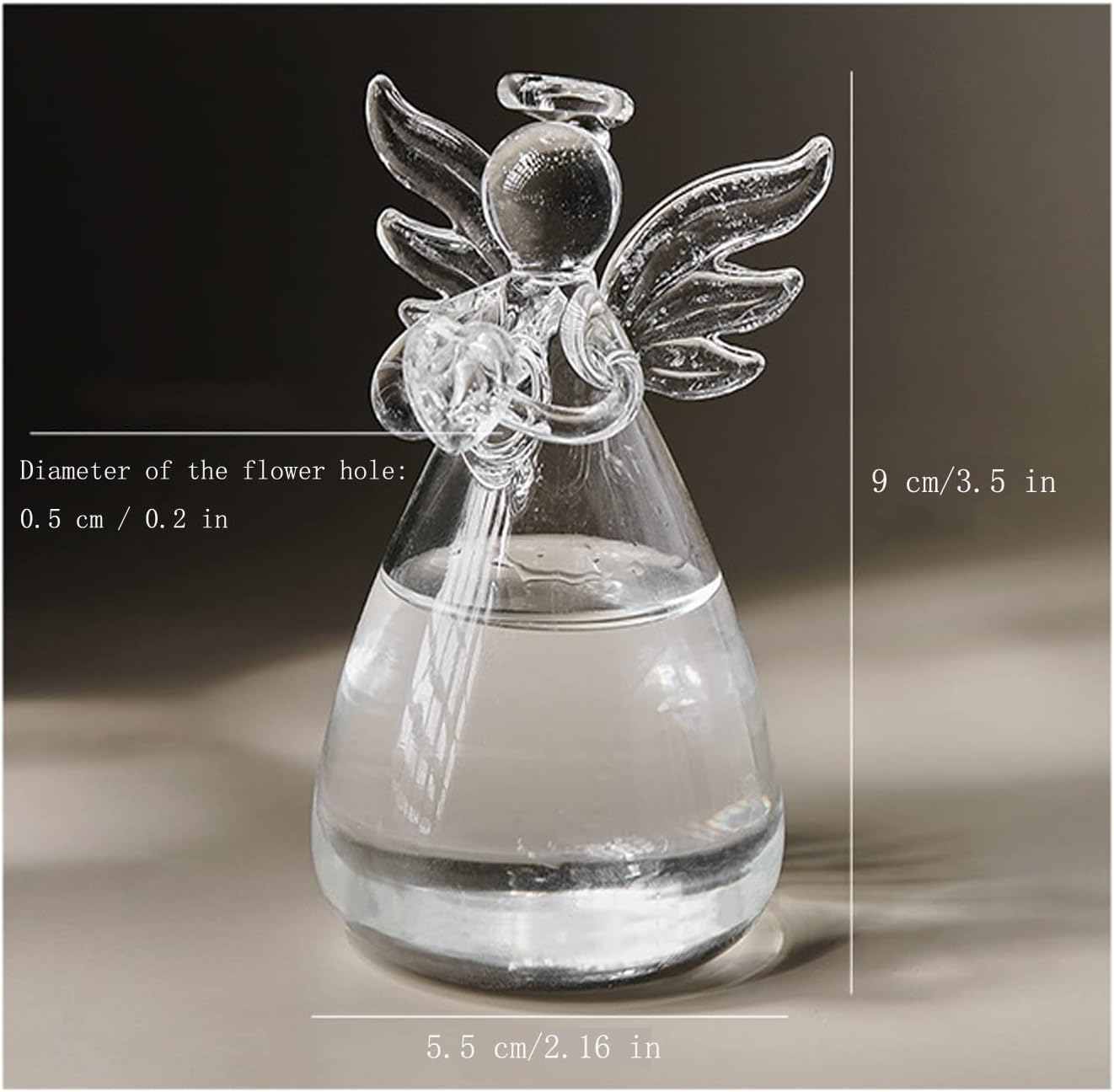 Angel Design Glass Vases Clear Flower Plant Terrarium Container Hanging Vase Wedding Decor Garden Ornaments Hanging Planter (Pack of 5)