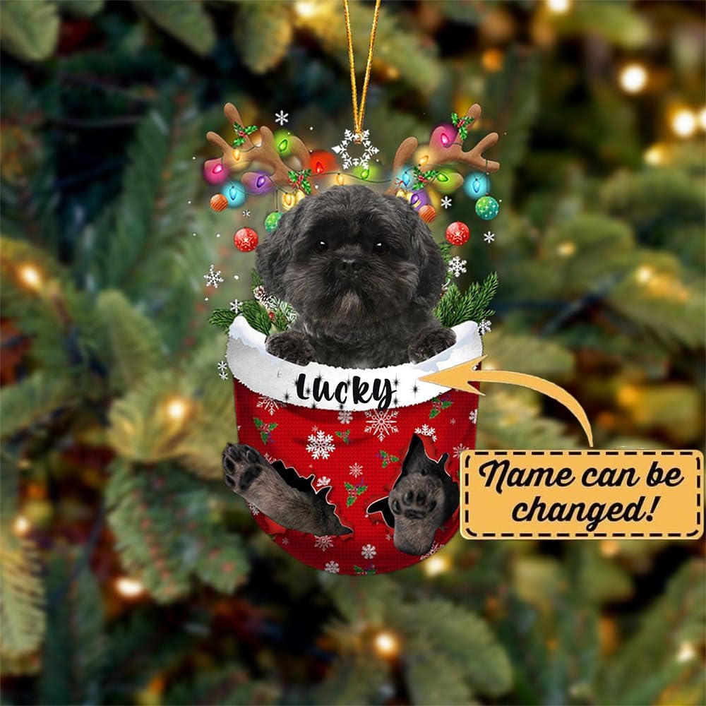 Lhasa Apso Dog Christmas Ornament, Lhasa Apso in Snow Pocket Christmas Tree Ornament, Dog Lovers Gift Idea Xmas Decor, Christmas Decorations for Tree, Christmas Ornament Gift for Dog Lovers