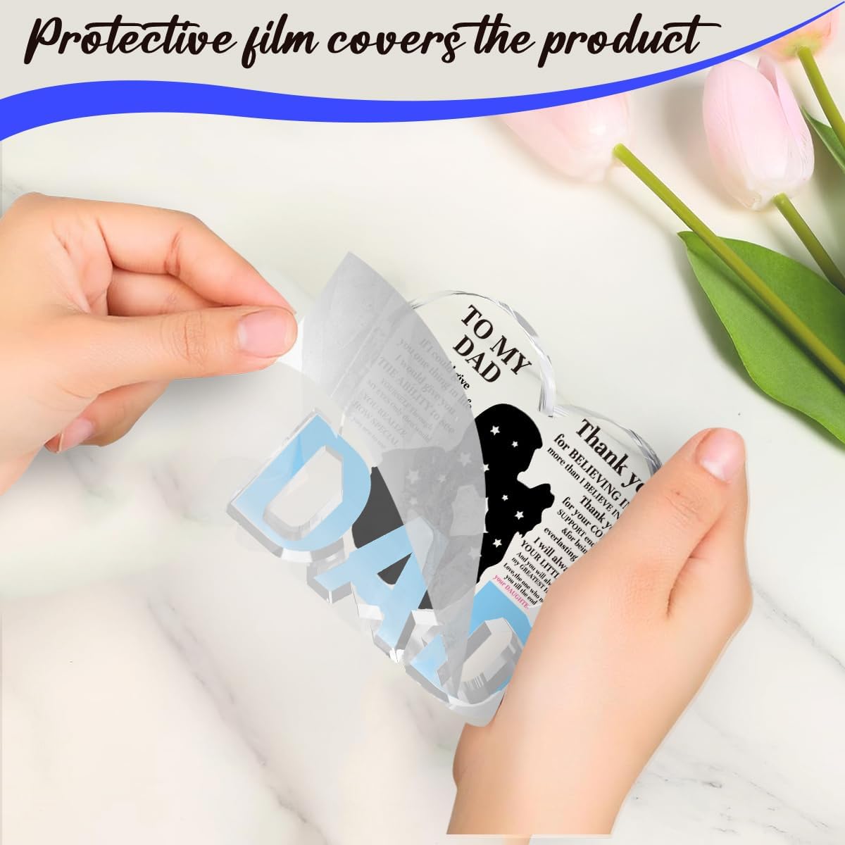 Best Dad Ever Gift from Daughter Son - Acrylic Heart-Shaped Plaque Father’s Day Birthday Gift - Unique Keepsake Desk Decor with Personalized Message