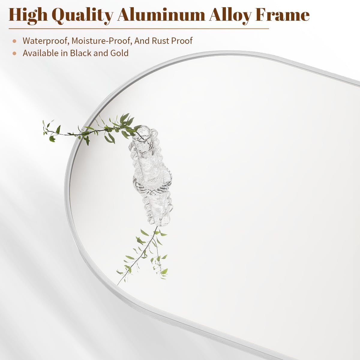 BEAUTYPEAK 36"x48" Arch Bathroom Mirror, Wall Mounted Vanity Metal Frame Mirror for Bedroom, Entryway, Living Room, Silver