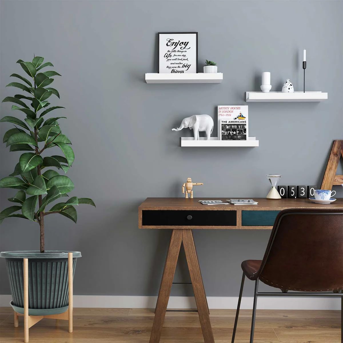 Large-Planter-Indoor-Outdoor Plant Pots, 16 inch 4 Pack Plastic Flower Pots with Saucer and Drainage Holes, Modern Garden Planters for Planting Medium Large Plants， Decorative Resin Garden Pots