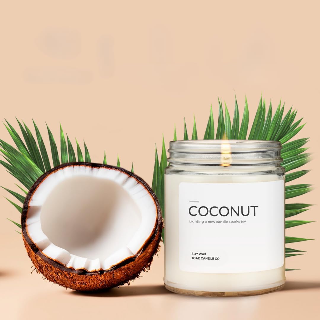 1OAK Soy Wax Scented Candle (Coconut) - Long Burning Premium Hand-Poured (7oz.)