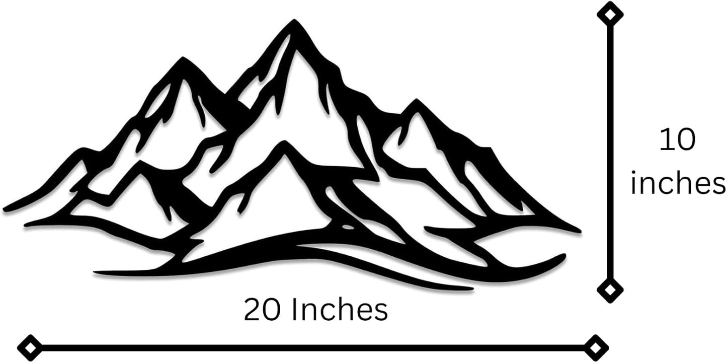 METALPLEX Mountain Range Metal Wall Art - Fade-Resistant and Rust-Free Indoor & Outdoor Aluminum Composite Wall Decor - Home Decor Wall Art For Living Room and Bedroom Decorations - Silver (20" x 10")