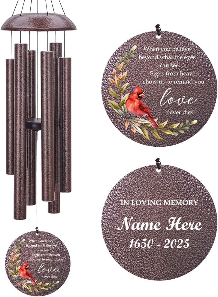 Personalized Sympathy Wind Chimes, Memorial Wind Chimes in Memory of a Loved One Gifts,Gifts for Who Loss of Dad, Mom,Brother, Friends, Sympathy Gift Baskets Home Decor Outdoor Garden Patio