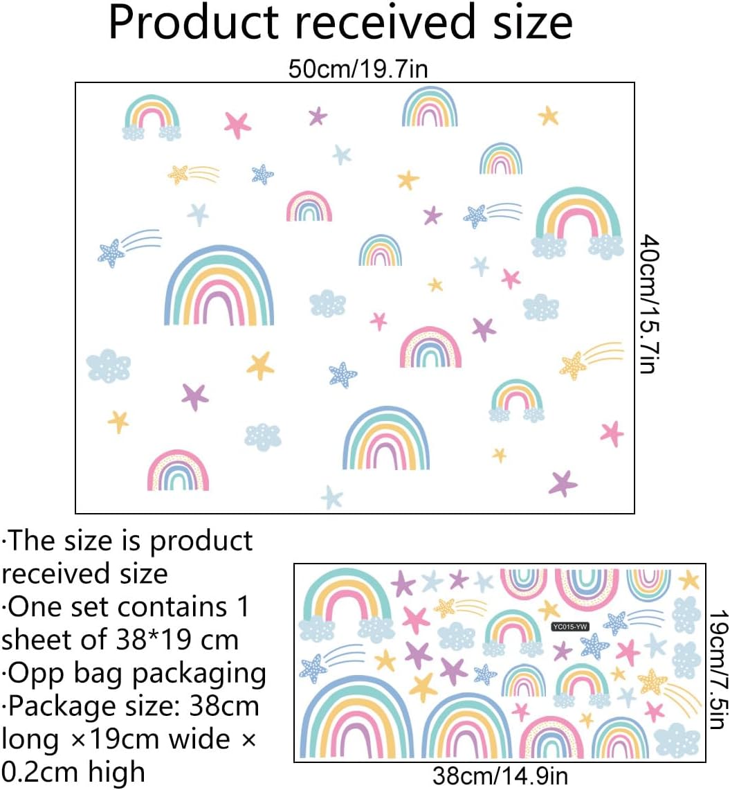 Quanhaigou Rainbow Clouds Stars Glow in The Dark Wall Stickers DIY Home Decor for Kid Boys Girl Bedroom Bathroom Decorations