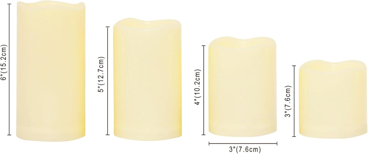 CANDLE CHOICE Waterproof Outdoor Battery Operated Flameless Candles with Timer Realistic Flickering Plastic Fake Electric LED Pillar Lights for Lantern Garden Wedding Christmas Decorations 4 Pack