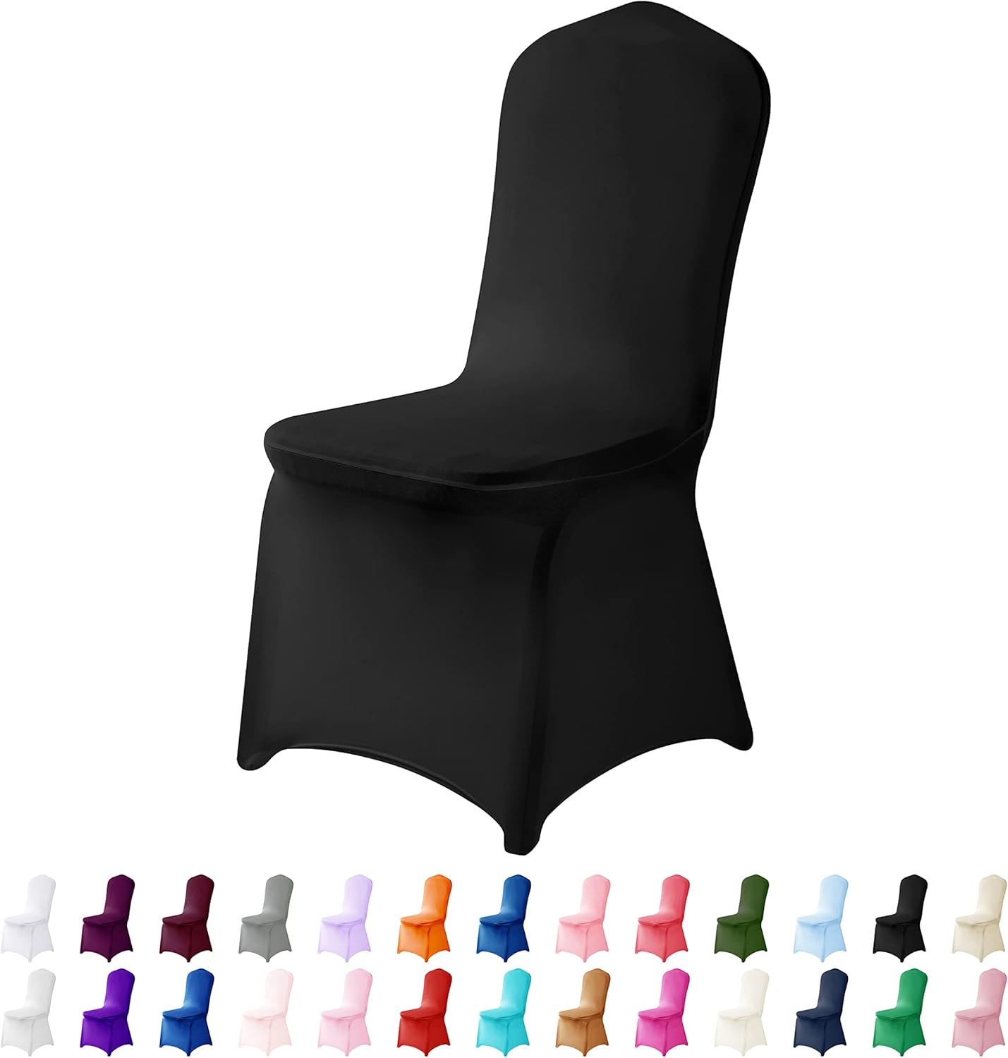 Spandex Chair Covers, 100PCS, Removable Washable Protector for Living Room, Party, Banquet, Wedding, Hotel (Black)
