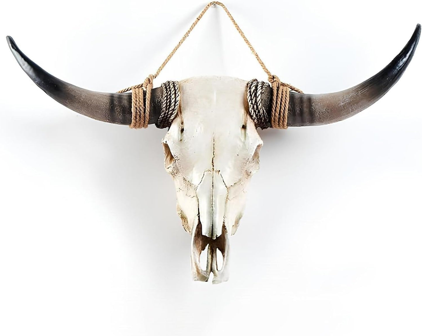 31inch Cow Skull Wall Decor, Long Horn Wall Hanging Decor,Wall Hanging Faux Longhorn Skull Faux Taxidermy Animal Head, Handmade Decor Home Sculpture Faux Bull Horns for Wall(Brown)
