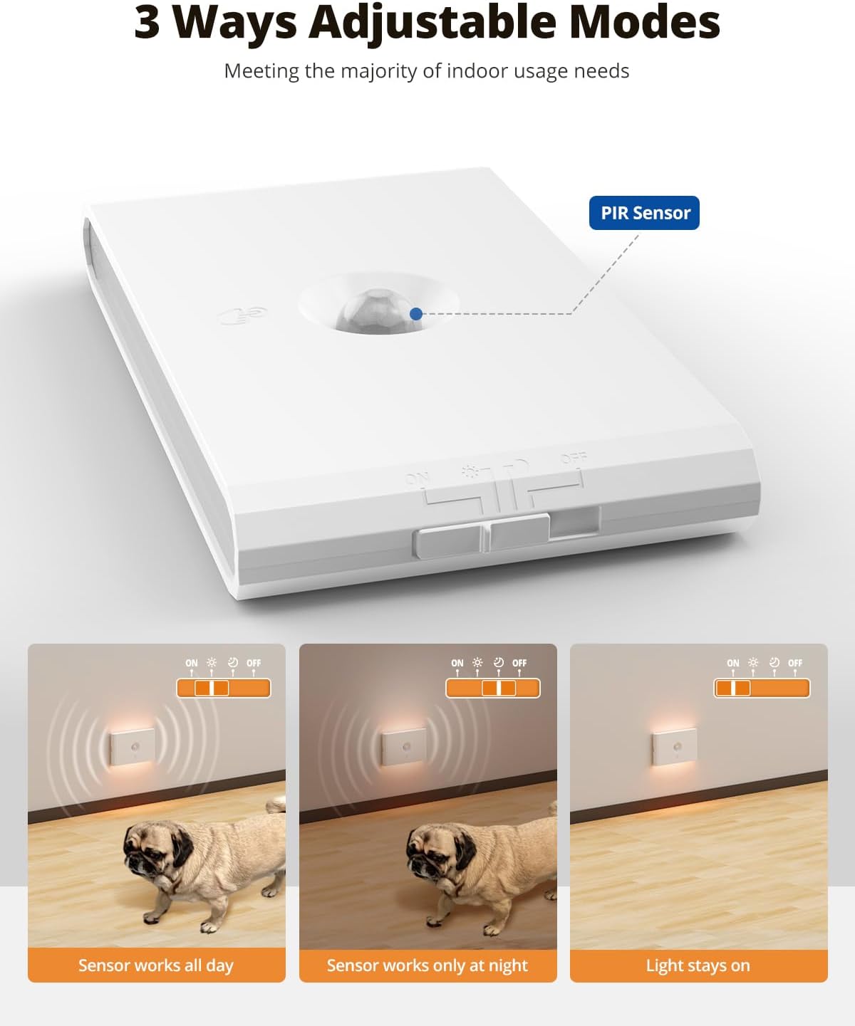 wowatt Rechargeable Motion Sensor Stair Light, White Night Lights with Magnetic Mount, Dimmable Stair Lights Indoor for Stairway, Hallway, Kitchen, Bathroom(6 Packs)