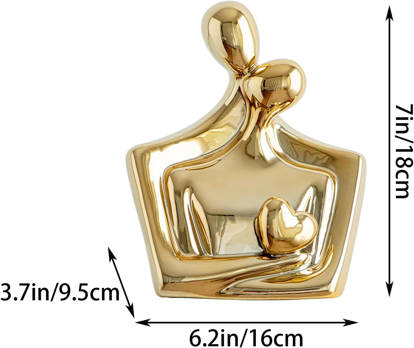 Porcelain Romantic Couple Figurines Statue Gold Aesthetic Decorations Hugging Couple Sculptures - Modern Ceramic Sculpture Home Accents for Living Room Bedroom Coffee Table, Desktop, Bookshelf