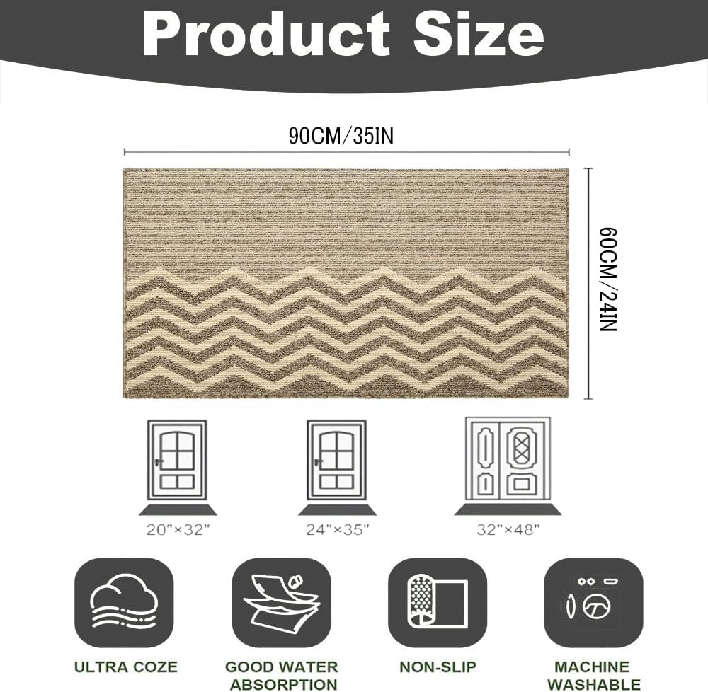 Indoor Doormat, Non-Slip Front Door Mats, Outdoor Welcome Mat Washable, Low Profile Indoor DoorMats for Entryway, Floor Inside Back Door Mats (23"x35")