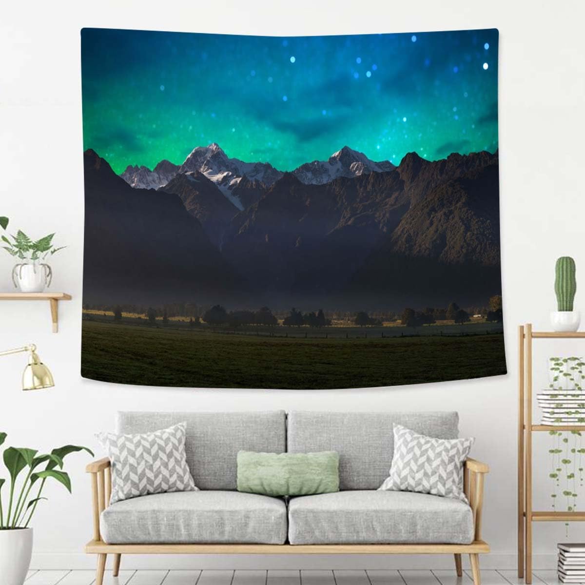 Mountain Tapestry For Bedroom Mount Cook And Lake Matheson New Zealand With Milky Way Tapestries Wall Hanging For Living Room Dorm Office 60×50 In
