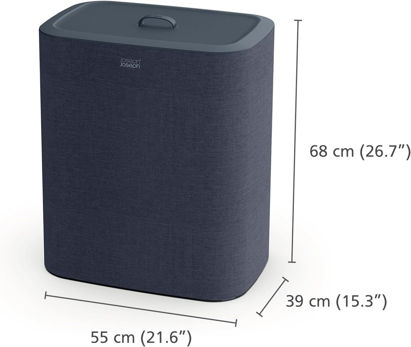 Joseph Joseph Tota Trio 90 liter/23.8 gallon Laundry Hamper Separation Basket with lid, 3 Removable Washing Bags with Handles- Black