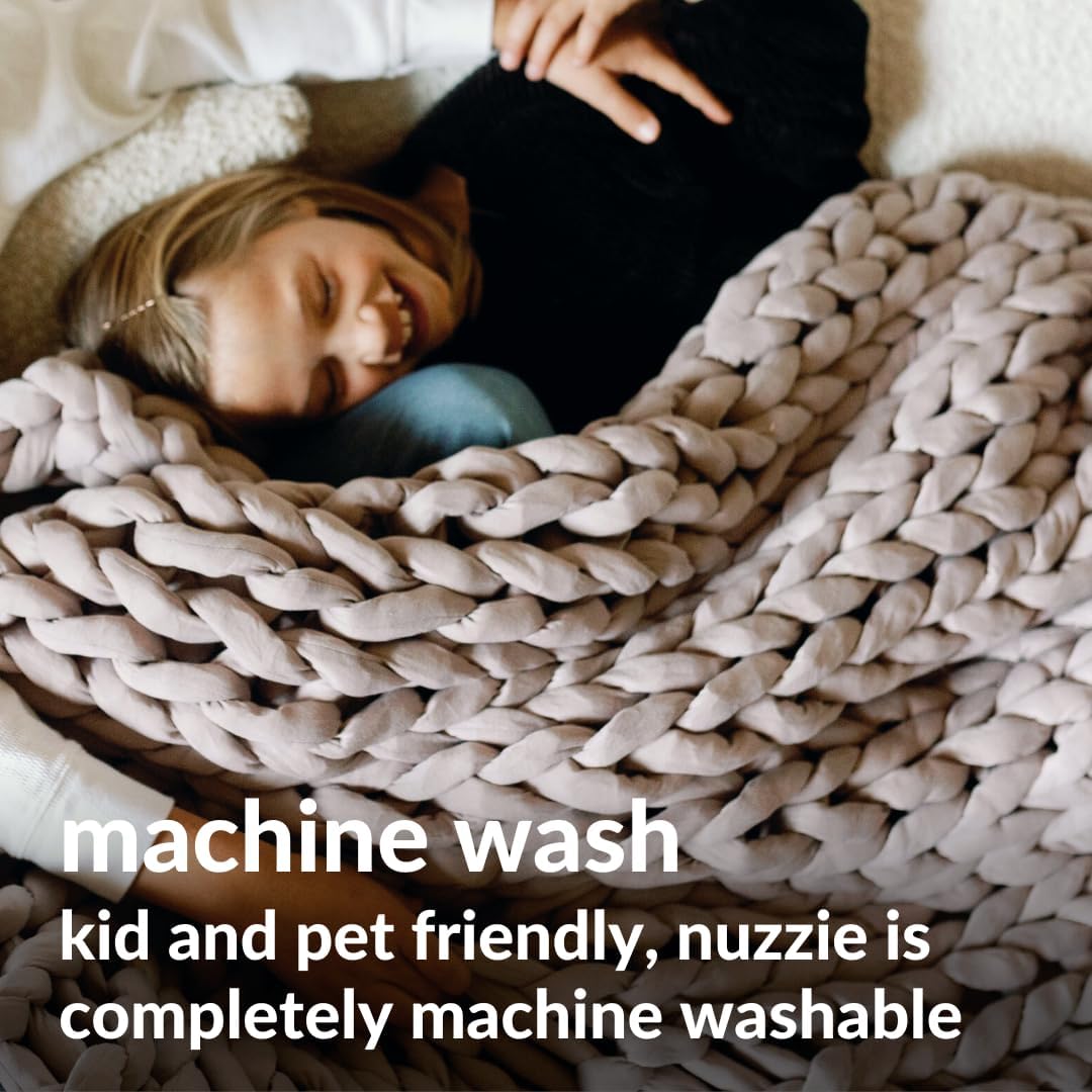 Nuzzie Chunky Knit Blanket - Breathable, Cooling, Hand Made Knit Throw Blanket for Sleep - Machine Washable, Stylish Decor Design (Dusty Rose, Full | 15lbs | 48" x72)