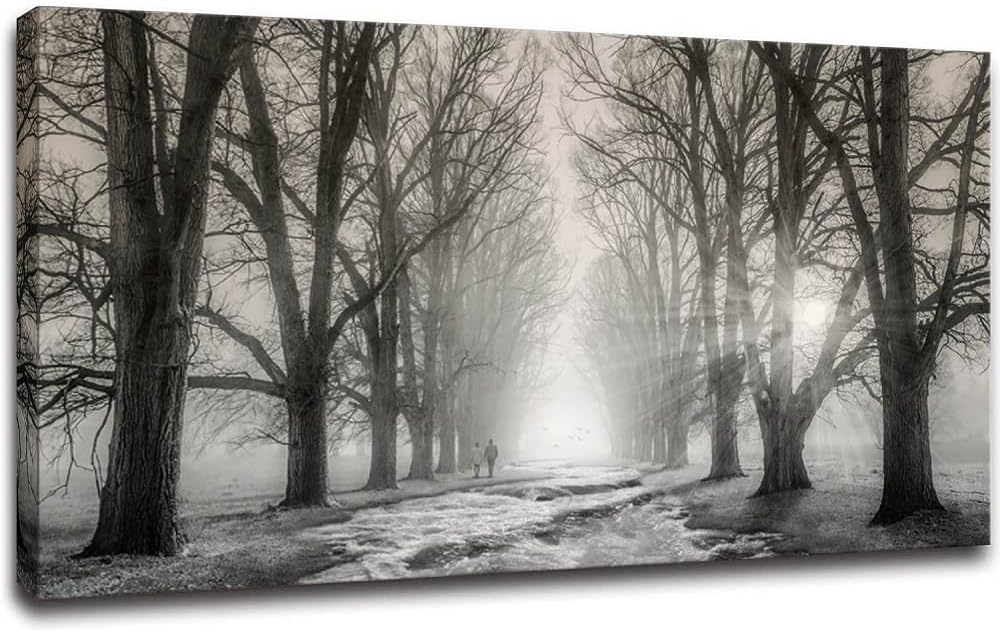 Bamdeya Wall Art Bedroom Black and White Wall Decor Forest Wall Pictures Tree Canvas Prints Art Landscape Painting Modern Artwork For Wall Art Living Room Kitchen Office Decor Home Decorations