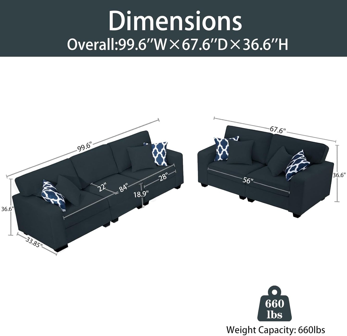 L Lengend Vansen Modular Sectional Sofa U Shaped Couch with Ottoman Modern Reversible Corner Sectional Couch for Living Room (Charcoal, 2+3)