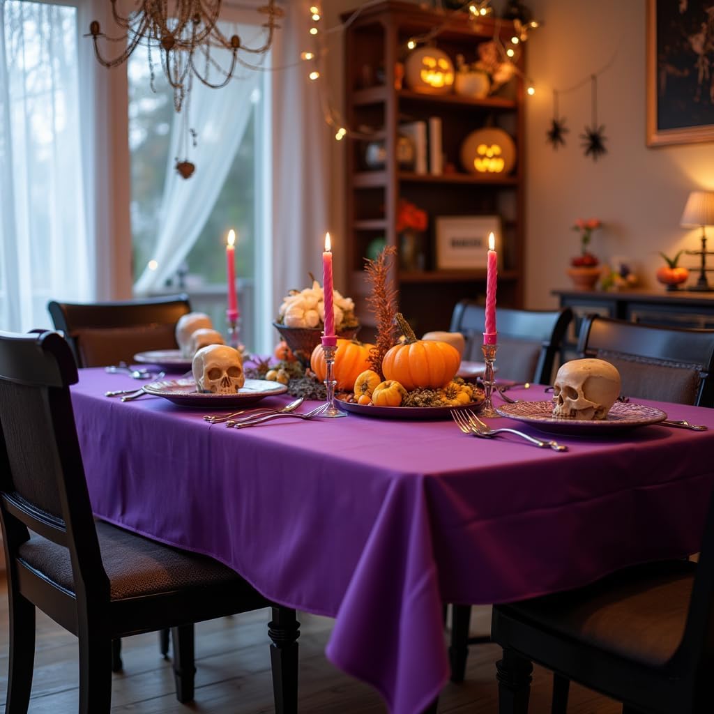 sancua Rectangle Tablecloth - 90 x 132 Inch - Stain and Wrinkle Resistant Washable Polyester Table Cloth, Decorative Fabric Table Cover for Dining Tables, Buffet Parties and Camping, Purple