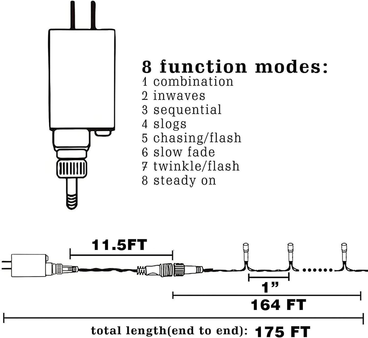 Dazzle Bright Multi-Colored Christmas String Lights, 164ft 2000 LED Waterproof Green Wire Fairy Lights with 8 Modes, Outdoor Lights for Xmas Tree Holiday Wedding Party Christmas Decorations
