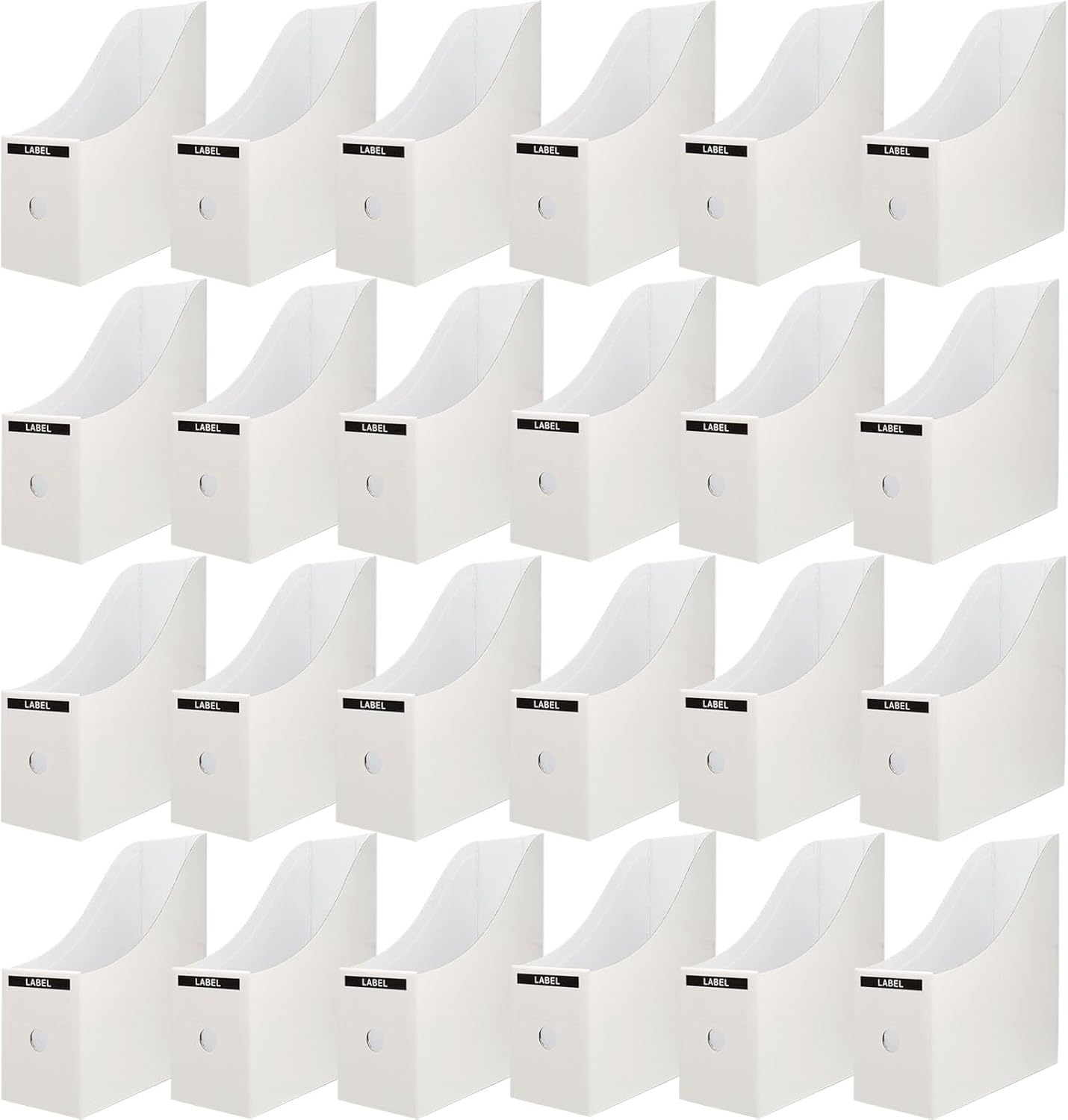 24 Pack White Cardboard Magazine File Holder for Desk, Shelves, Office or Home, Vertical Book Bins for Classroom and Library Use, 10.6'' H×10.2'' L ×3.5''W Folder Organizer Box