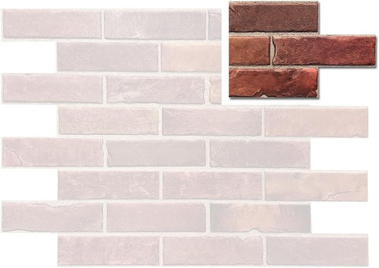 CONCORD WALLCOVERINGS ™ Sample for Display Purpose only Retro-Art 3D Wall Panel, Faux Brick in Red, PVC, 7" x 10", 570TG