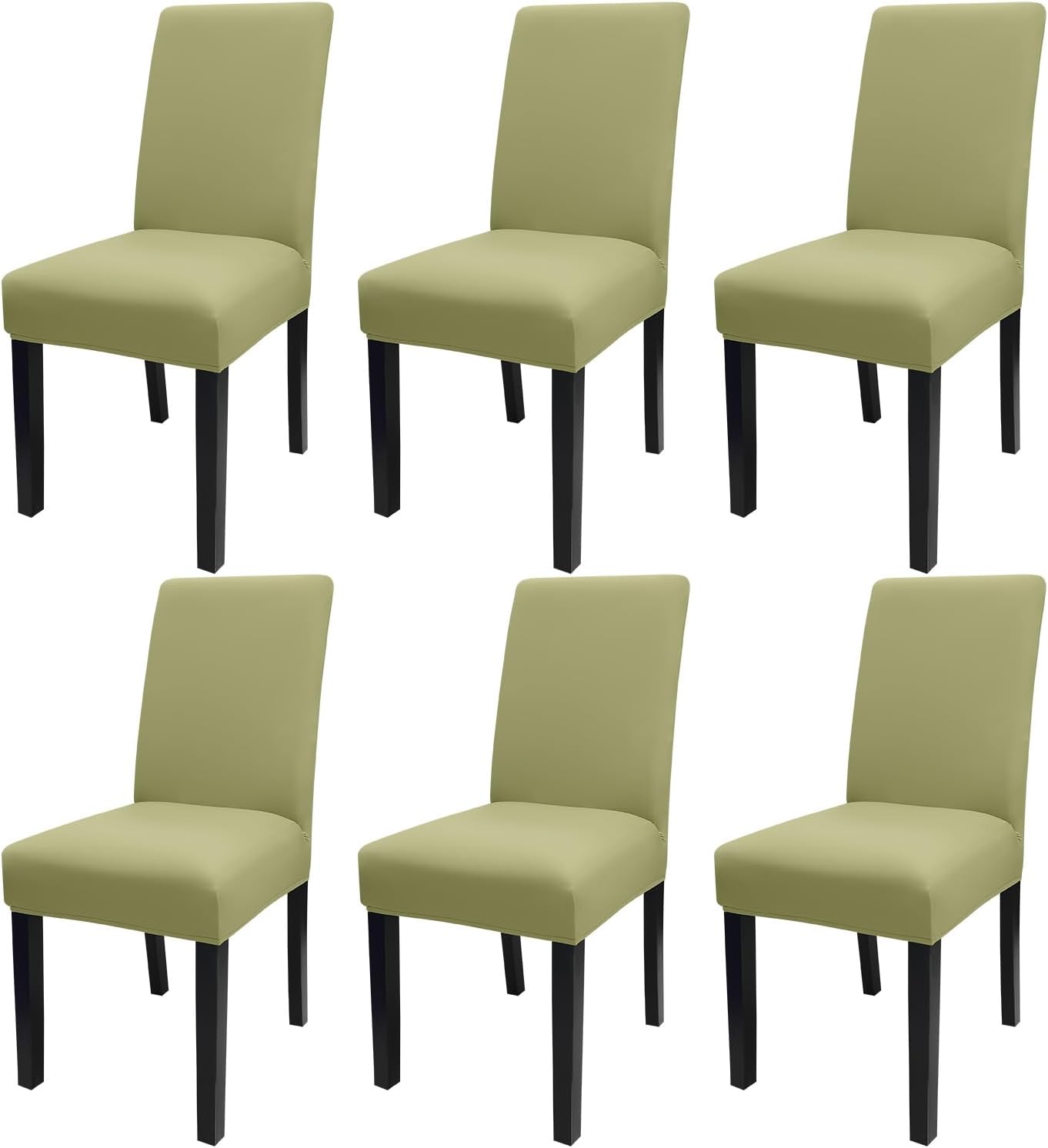 JQinHome Sage Green Chair Covers for Dining Room Set of 6, High Stretch Removable Washable Parsons Chair Slipcover for Home Party Hotel Wedding Ceremony (6PCS,Sage Green)