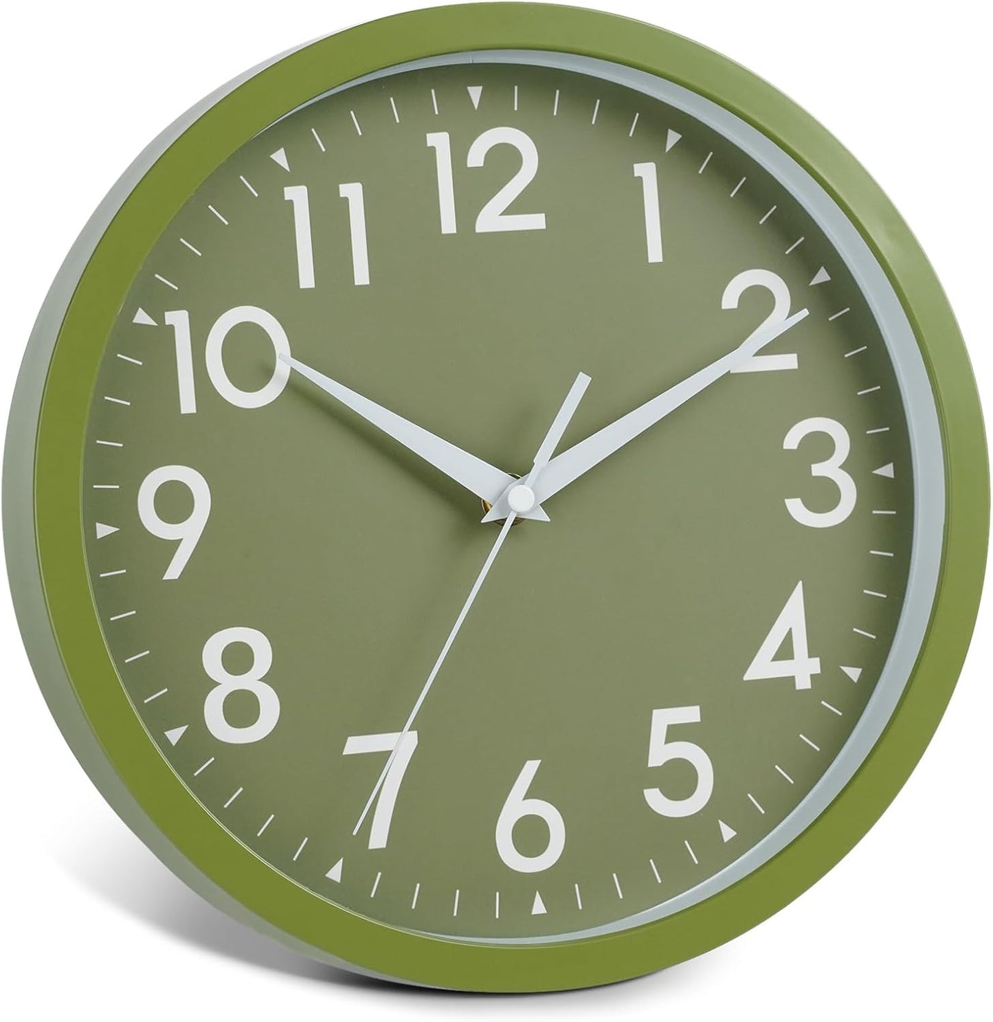 Wall Clock Small Analog 8 Inch Silent Non Ticking Battery Operated Modern Simple Decorative for Kitchen Office Bedroom Bathroom Living Room(Olive Green)