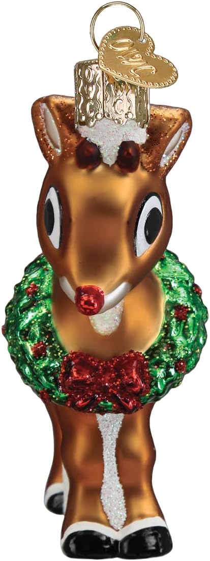 Old World Christmas Rudolph The Red-Nosed Reindeer Glass Blown Ornament for Christmas Tree