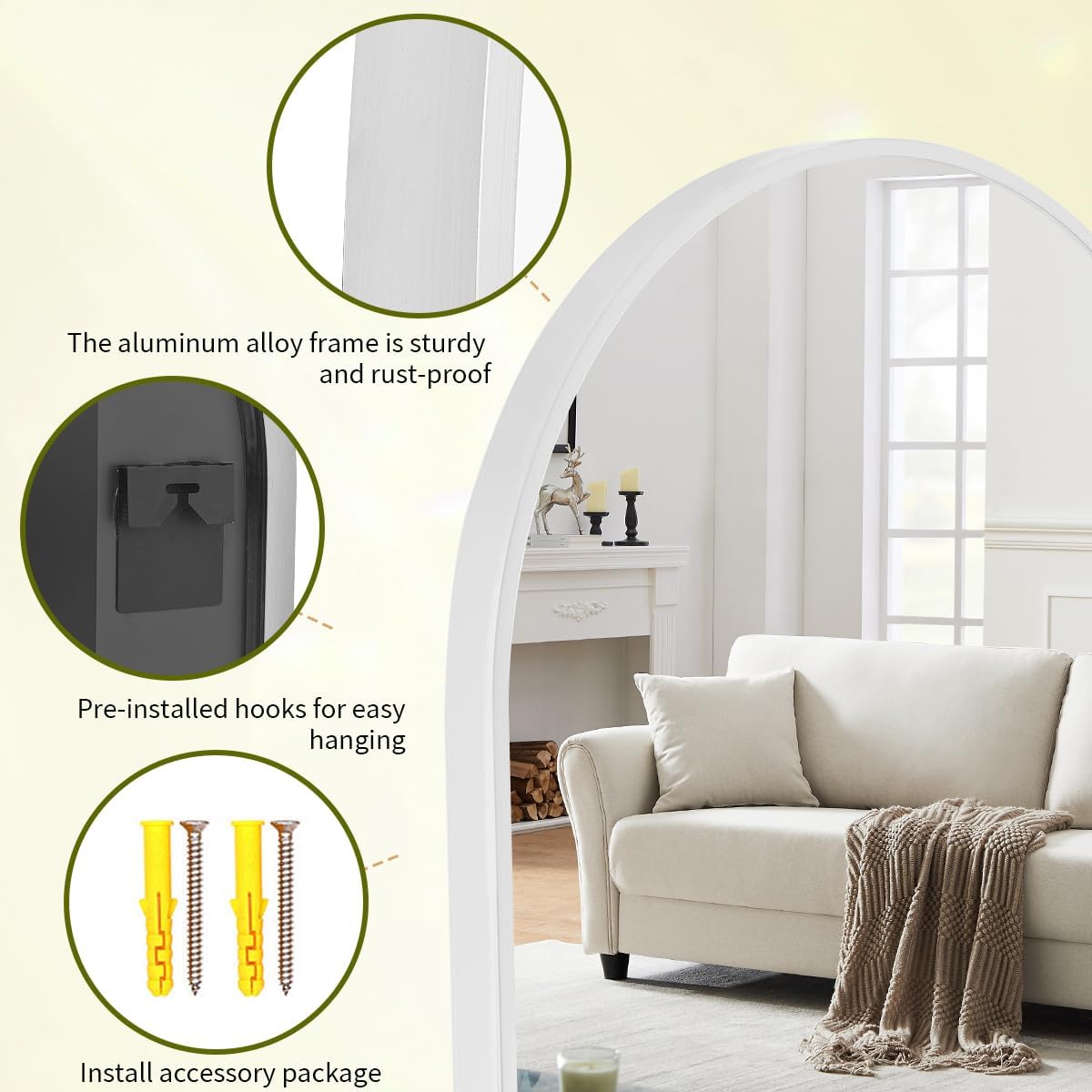 BEAUTYPEAK 20"x30" Arch Bathroom Mirror, Wall Mounted Vanity Metal Frame Mirror for Bedroom, Entryway, Living Room, Silver