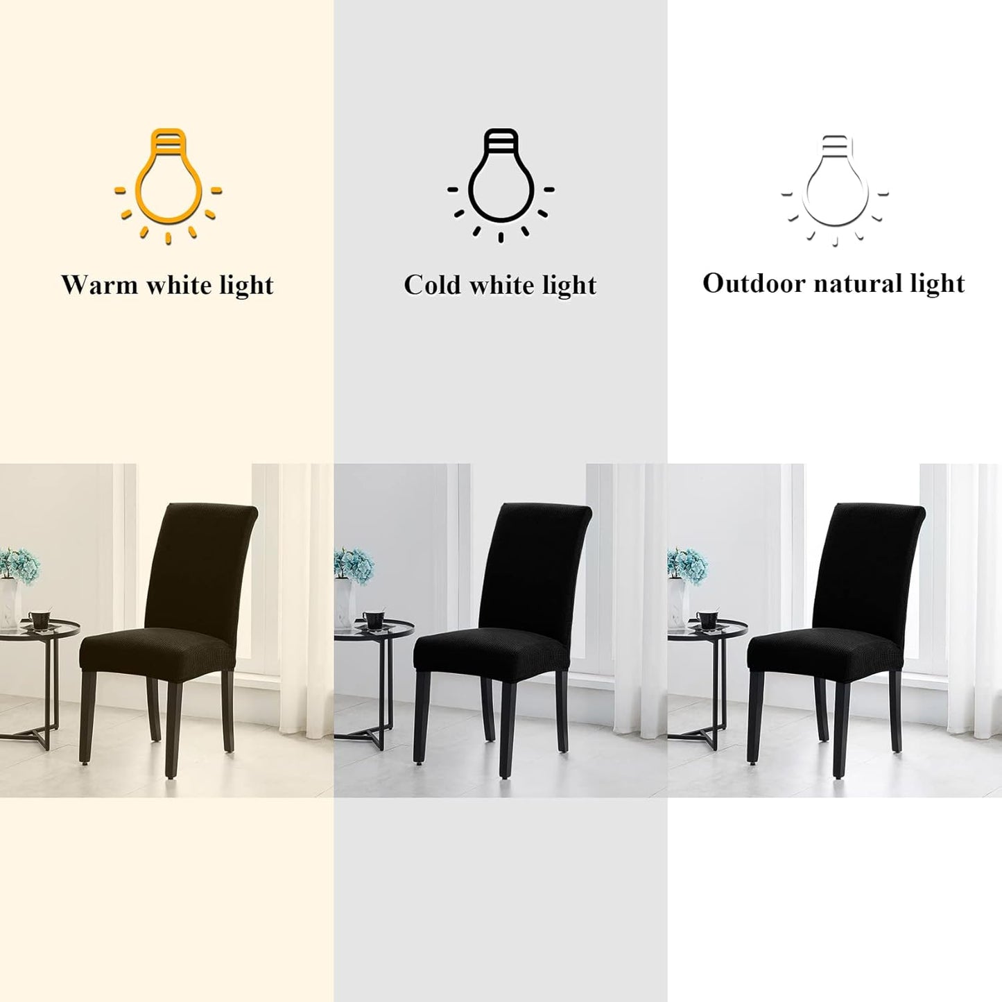 Joccun Chair Covers for Dining Room Set of 6, Dining Chair Slipcovers Stretch Dining Room Chair Covers Seat Protector,Washable Parsons Chair Cover for Home,Hotel,Banquet(Black,6 Pack)