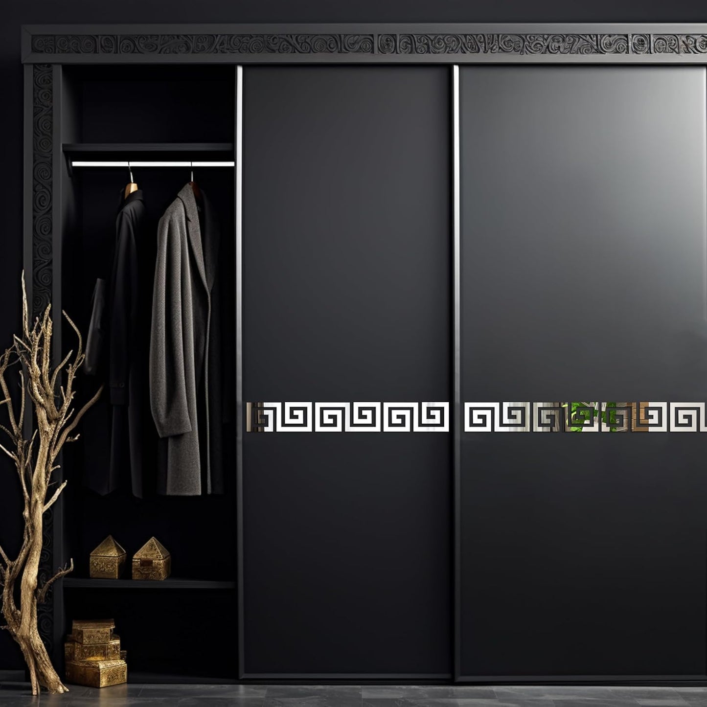 15 Pcs DIY Geometric Shape Acrylic Decorative Mirror Stickers Removable Adhesive Wall Mirror Décor for Living Room Home Background (Silver，3.15 * 7.87inches)