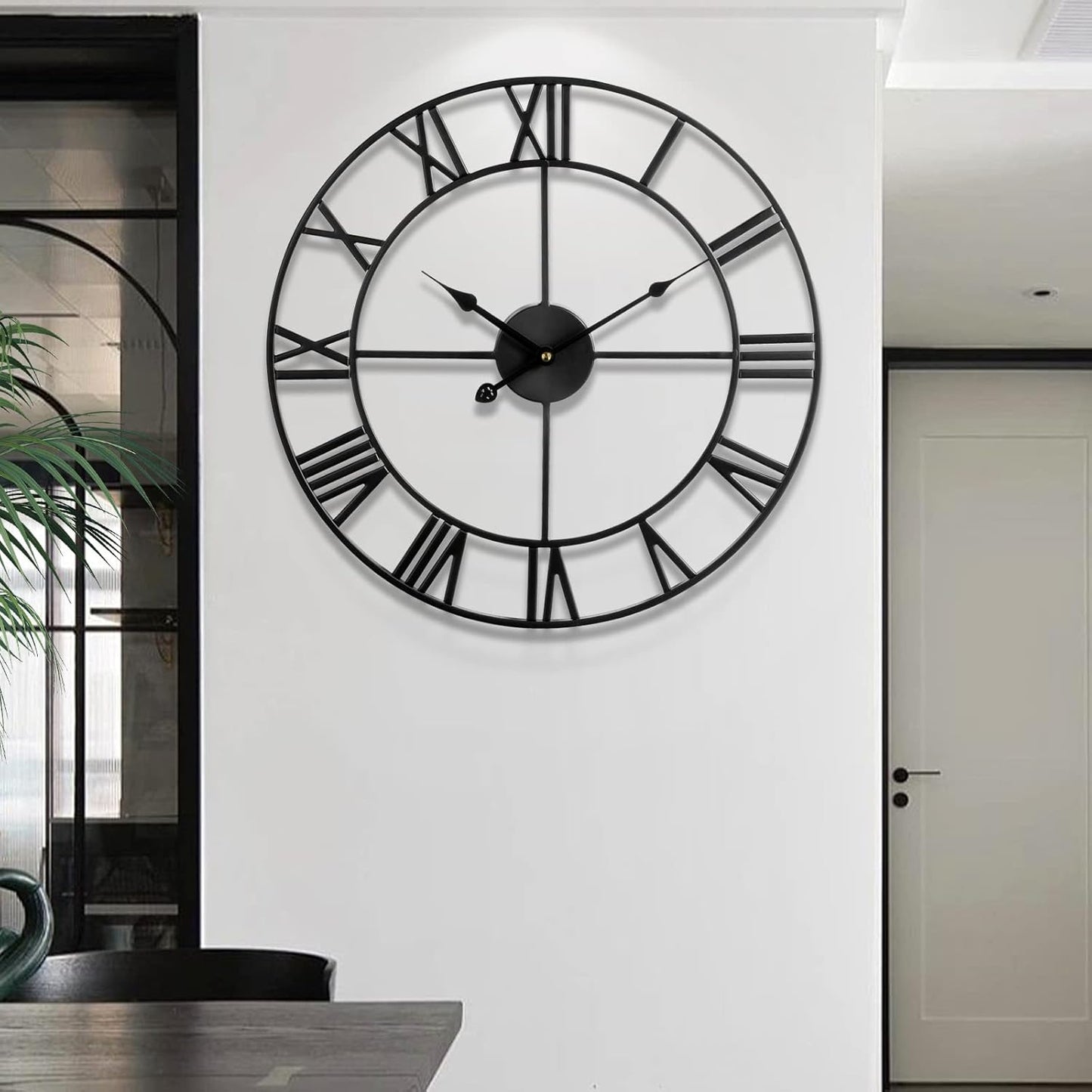 Large Wall Clock For Living Room Decor - 80cm/ 32 Inches Nearly Silent Non-Ticking Metal Wall Clocks Battery Operated, Vintage Decorative Modern Wall Clock For Bedroom, Office, Farmhouse Decor